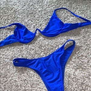 Plain blue under wire swim